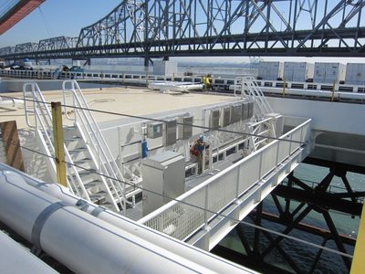 One of the cross-beams between the two spans.  We had...