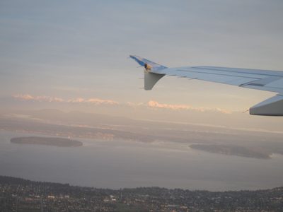 Flying out of Seattle, looking at the Olympic Mountains...