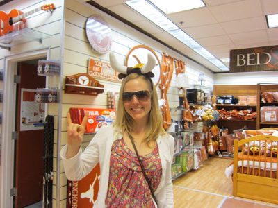 Sunday, at the Co-op, I taught Diana how to be a UT fan.