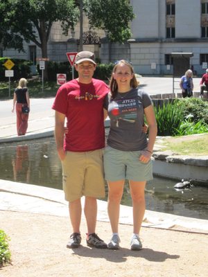 Close-up of Catherine and Jay at the turtle pond.