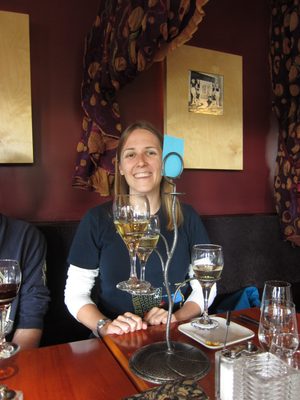 Catherine with her wine tasters.