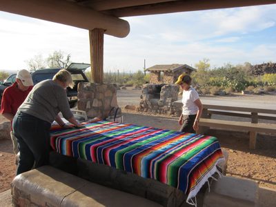 Gretchen brought a great bright blanket.  We just needed...