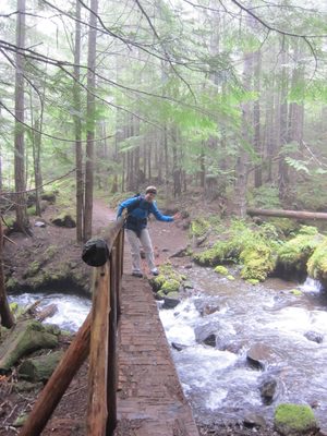 Diana crosses the bridge.