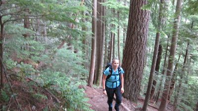 Hiking uphill.  Notice how I'm basically stair-stepping up.