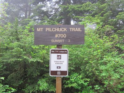 Mt Pilchuck Trail sign.