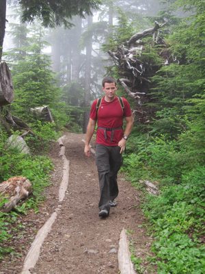 Jay hiking up the Mt Pilchuck trail.