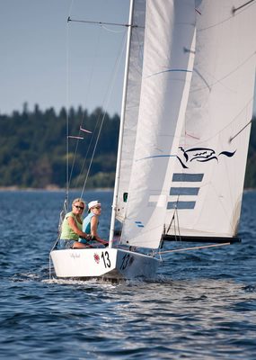 Headed downwind, or across the line.