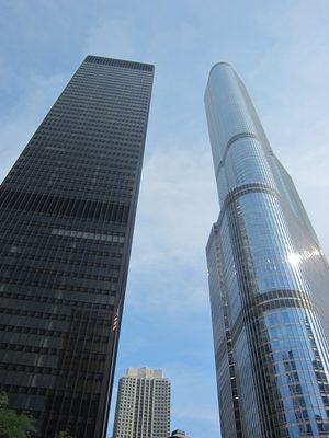 Looking up at the Trump Tower (on the right), and I...
