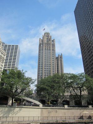 The Chicago Tribune building.