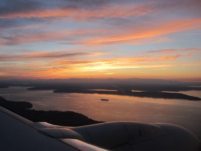 Flying back into Seattle.