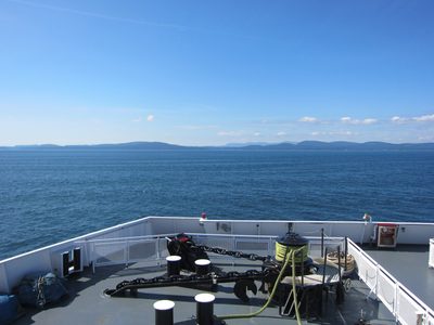 Looking over the bow towards Vancouver Island (home of...