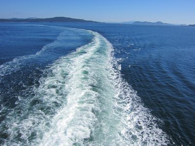 The ferry put up amazingly little (if any) wake.