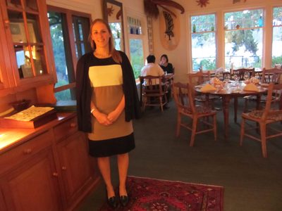 Catherine at dinner Sunday night, at the Sooke...