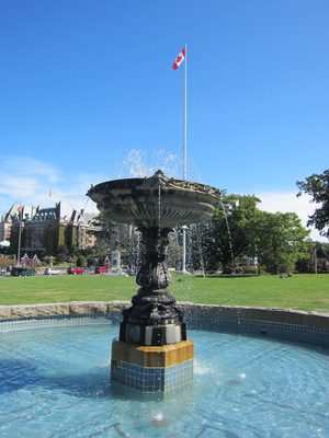 A fountain outside the BC Parliament Building.