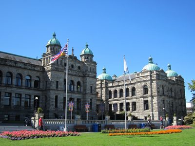 The building was big, fancy, and impressive.