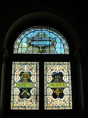 The building had some neat stained glass windows.