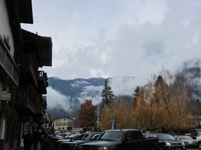 Looking down one of the main streets in Leavenworth,...