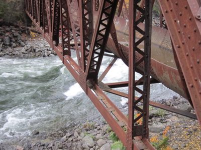 We thought we saw some kayakers on the river from the...