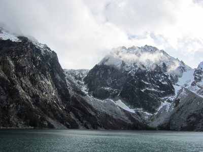Dragontail Peak from a rock near Colchuck Lake.  While...