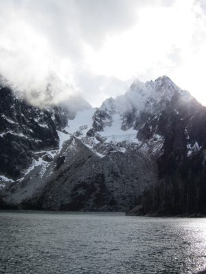 The (shrinking) Colchuck Glacier, with Colchuck Peak...