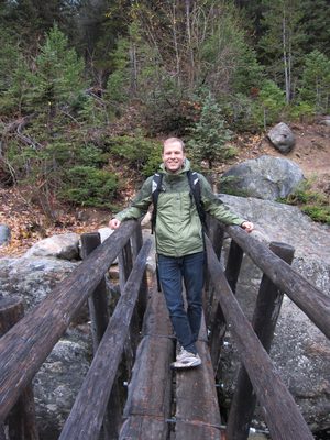 John crossing Mountaineer Creek.