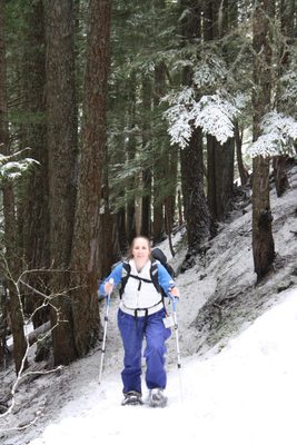 Catherine hiking uphill.
