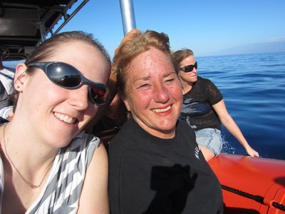 D'oh, self-photography fail!  Happy kids headed back to shore.