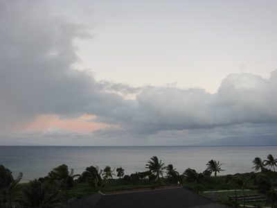More stormy weather towards Moloka'i.  Note the whale...