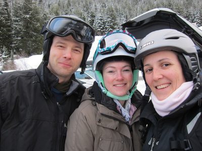 Josh, Chrissy, and Catherine before a day of skiing at...