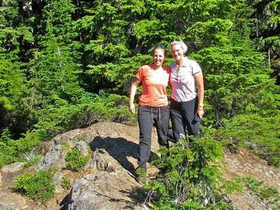 Catherine and Kathie take a break for a photo.
