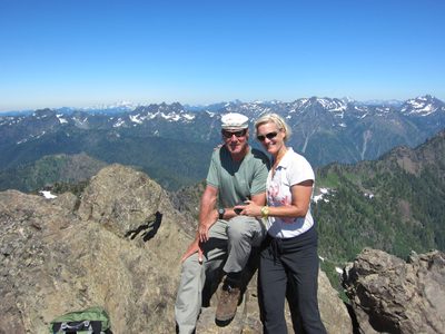 Frank, Kathie, and some mountains.  The snow-capped one...