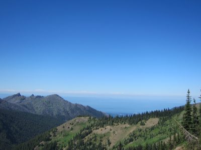 Looking out across the Strait of San Juan de Fuca,...