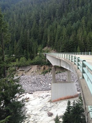 Looking back at the bridge, of course.