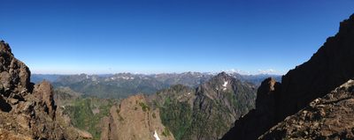 Panoramic view to the west of the saddle below the...