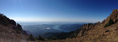 Panoramic view to the east of the saddle below the...