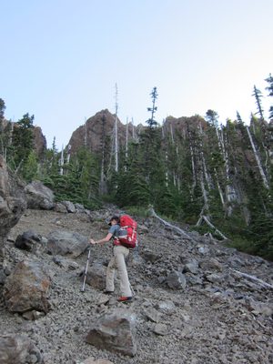 Chrissy working up to the snack rock.  A lot of the...