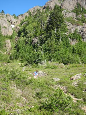 Josh tended to hike ahead of us cause we were slow in...