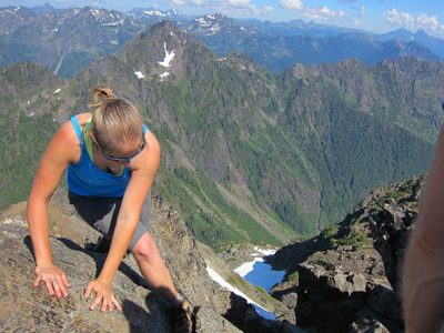 Climbing back onto the main part of the summit.