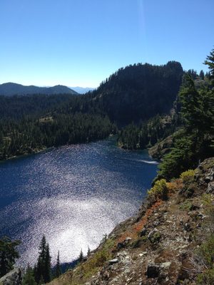 Looking down at Rachel Lake.