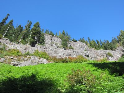 Looking up where we're headed. The trail is described as...