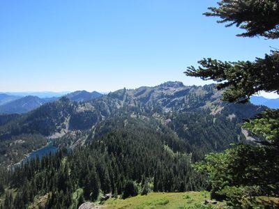 We could see Rachel Lake below us, though, and could see...