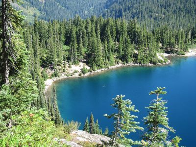 Some brave soul had swum well out into Rachel Lake. Brr!