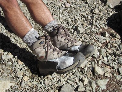 Meanwhile, Andrew's shoes had basically fallen apart...