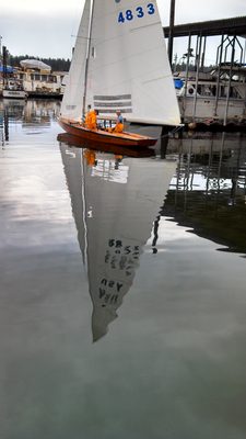 Actually moving, despite the total lack of wind in the harbor.