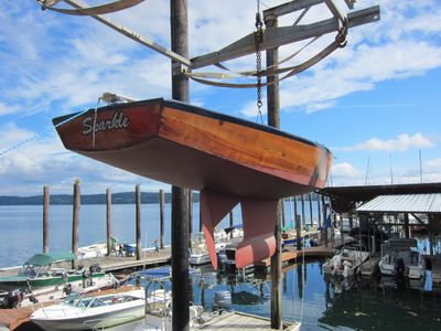On the hoist at Zittel's Marina.