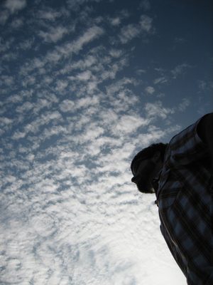 Mighty man ponders the yonder.