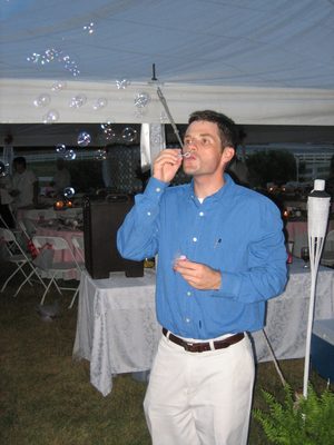 Jay blows bubbles in practice for the arrival of the...