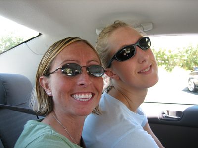 Erin and Karissa (my roommates) in the car Friday afternoon