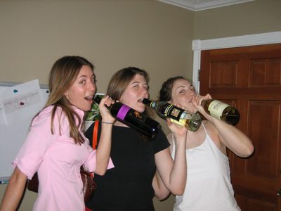 Kate, Carrie, and Katie finish off the wine...