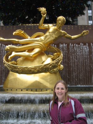 At Rockefeller Center, skating by the tree